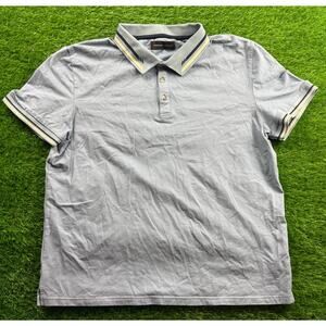 Across The Pond Men’s Polo Size L Light Blue Striped Collar Cotton Stretch Shirt